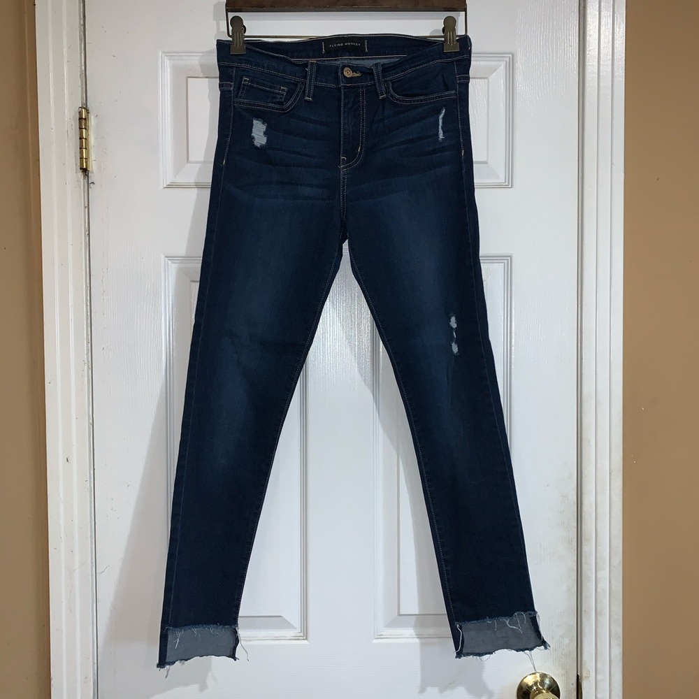 Flying Monkey Dark Wash Step Hem Skinny Jeans